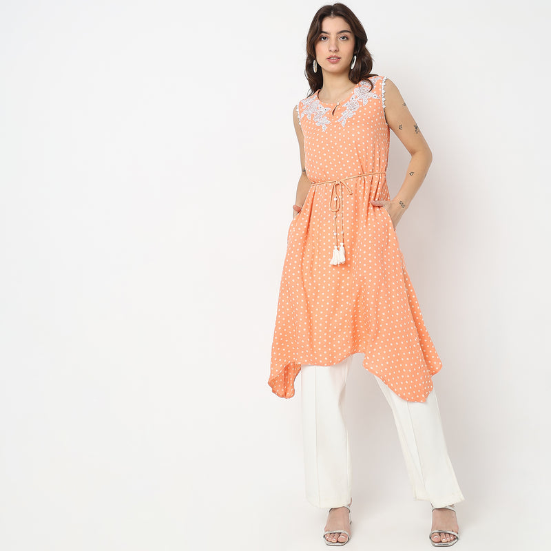 Flare Fit Embroidered Kurta