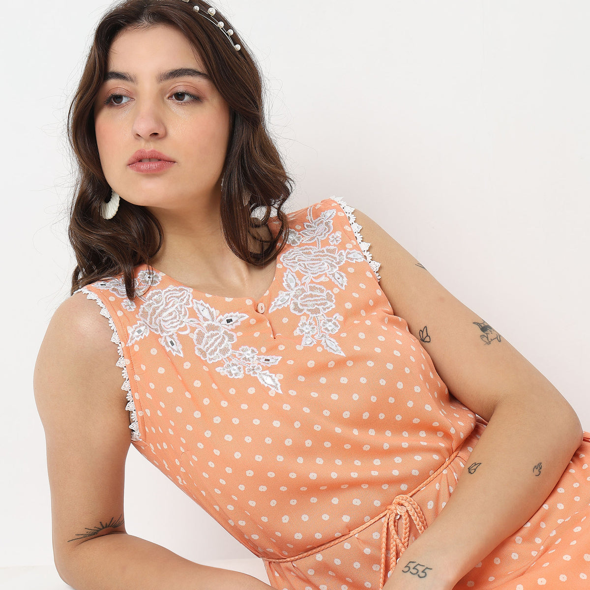 Flare Fit Embroidered Kurta