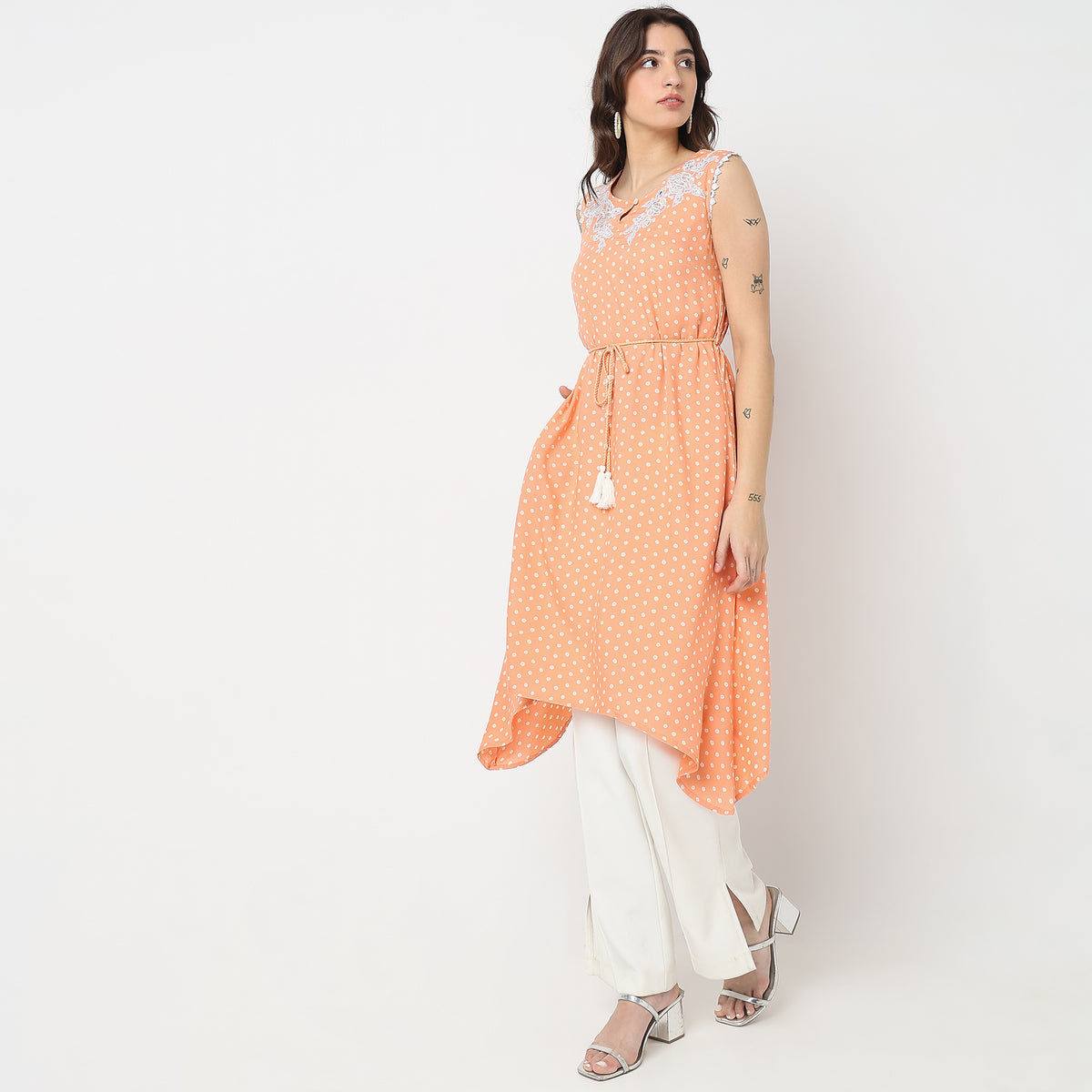 Flare Fit Embroidered Kurta