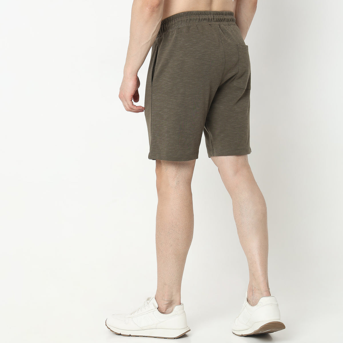 Regular Fit Solid Mid Rise Shorts