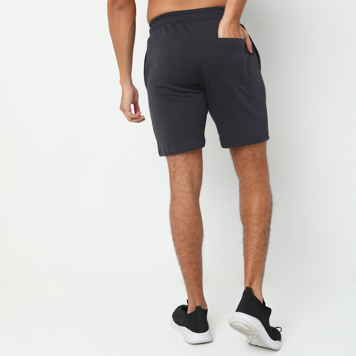 Regular Fit Solid Mid Rise Shorts