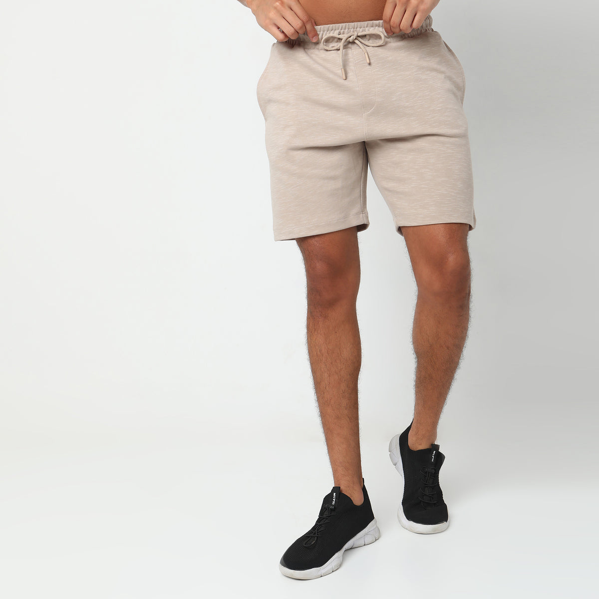 Regular Fit Solid Mid Rise Shorts