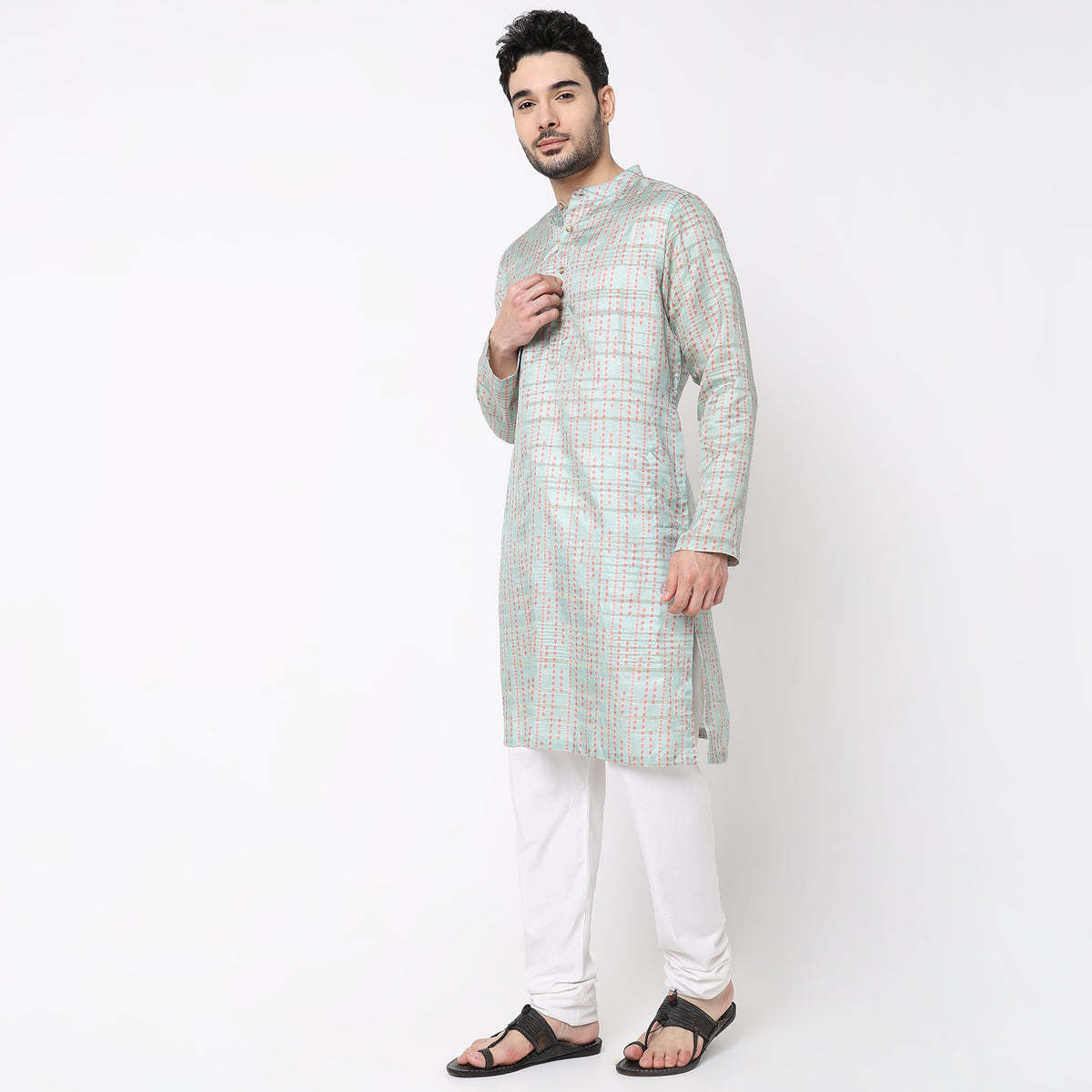 Men Wearing Regular Fit Printed Kurta