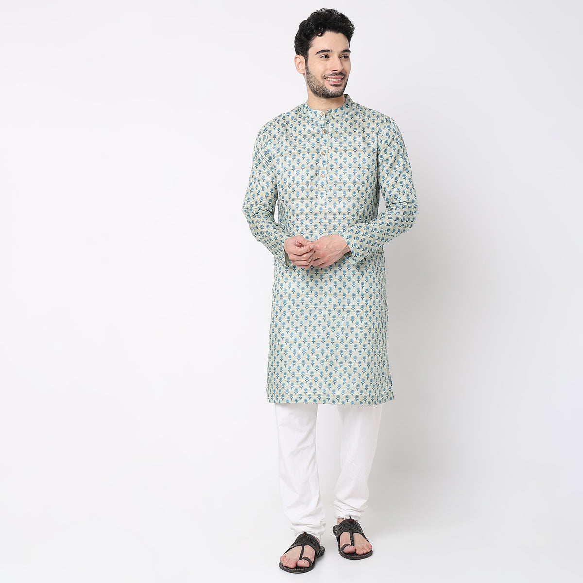 Men Wearing Regular Fit Printed Kurta