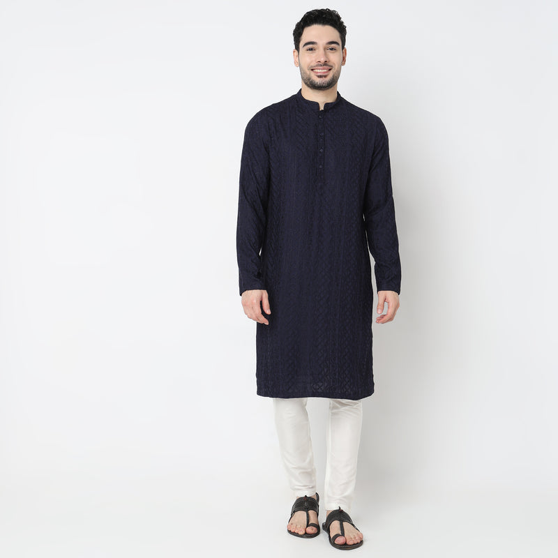 Regular Fit Embroidered Kurta