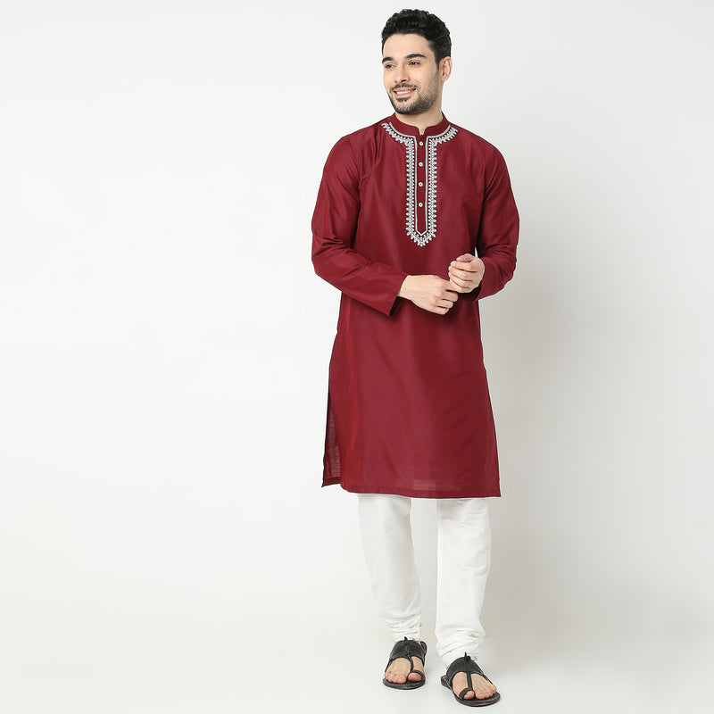 Regular Fit Embroidered Kurta