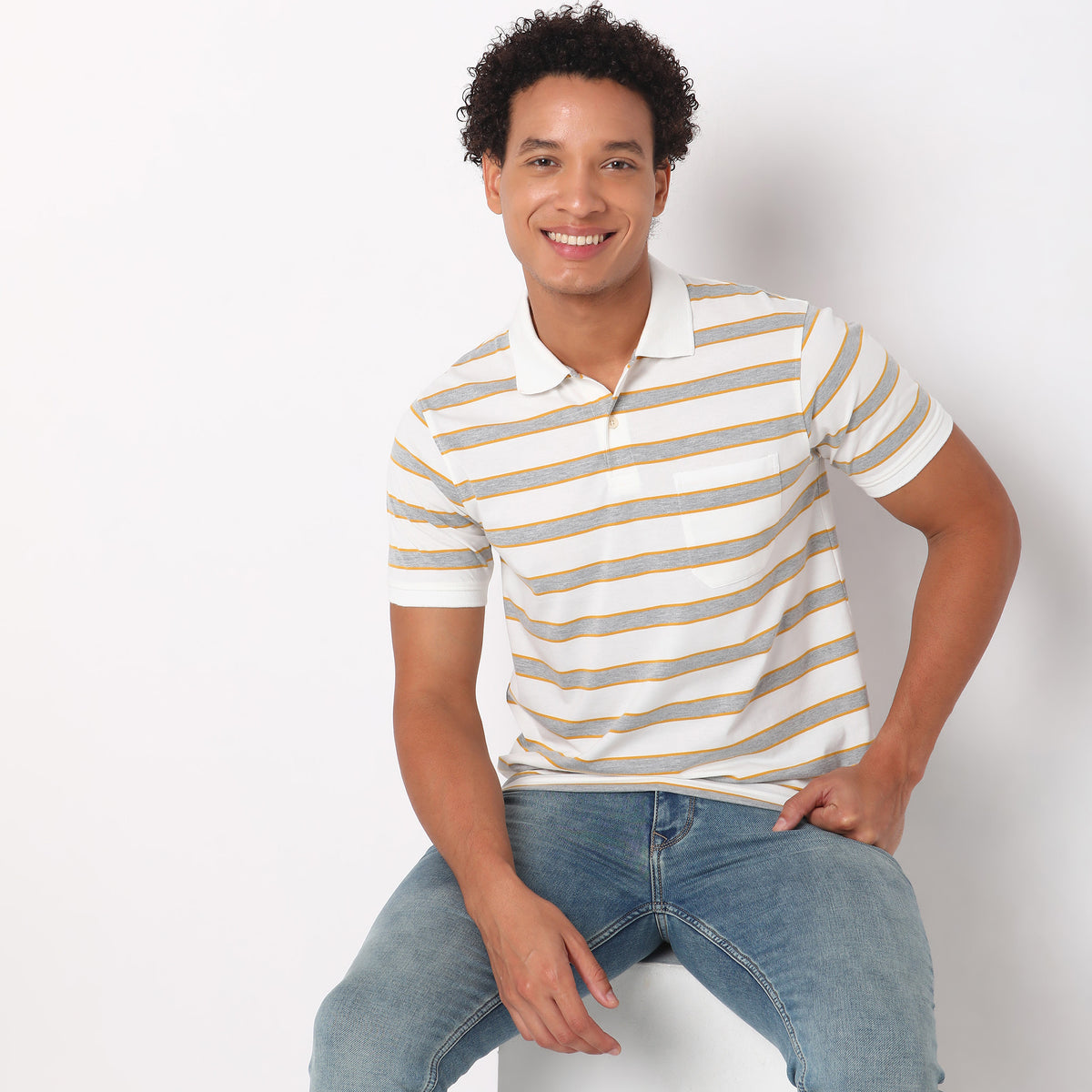 Regular Fit Striped Polo T-Shirt