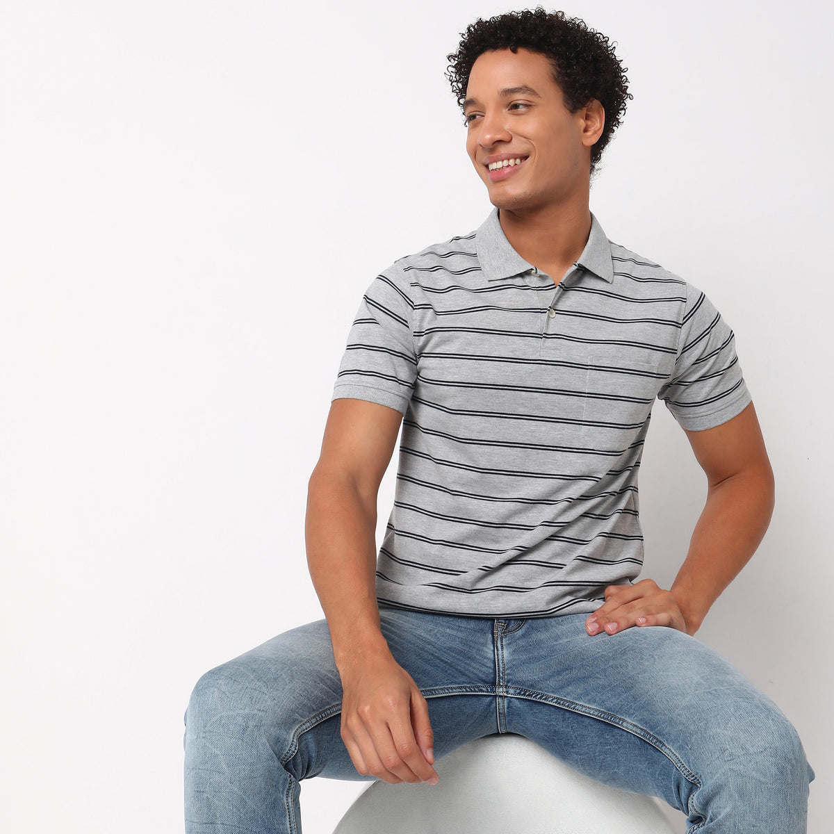 Regular Fit Striped Polo T-Shirt