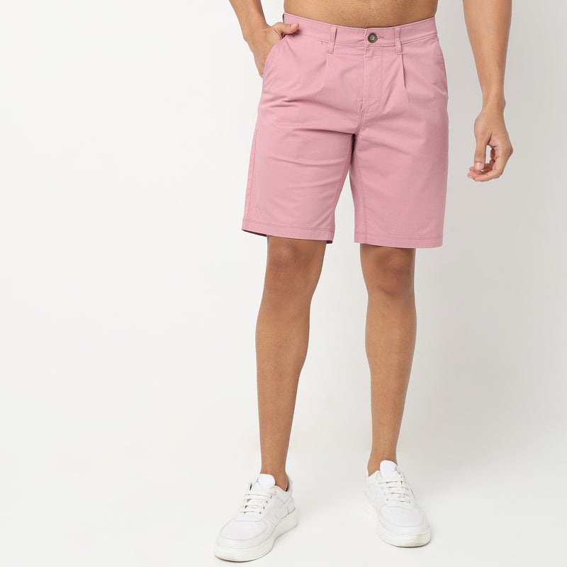 Regular Fit Solid Mid Rise Shorts