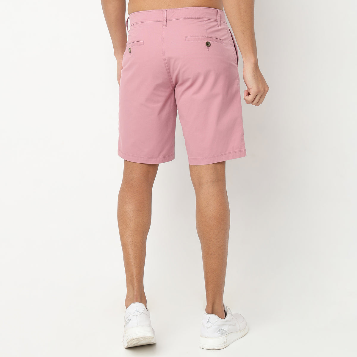 Regular Fit Solid Mid Rise Shorts