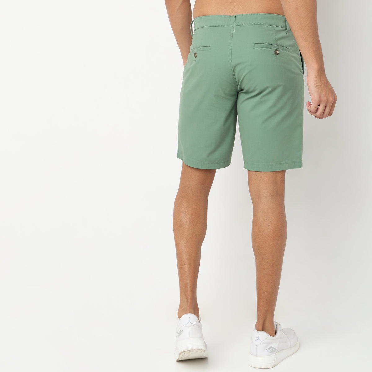 Regular Fit Solid Mid Rise Shorts