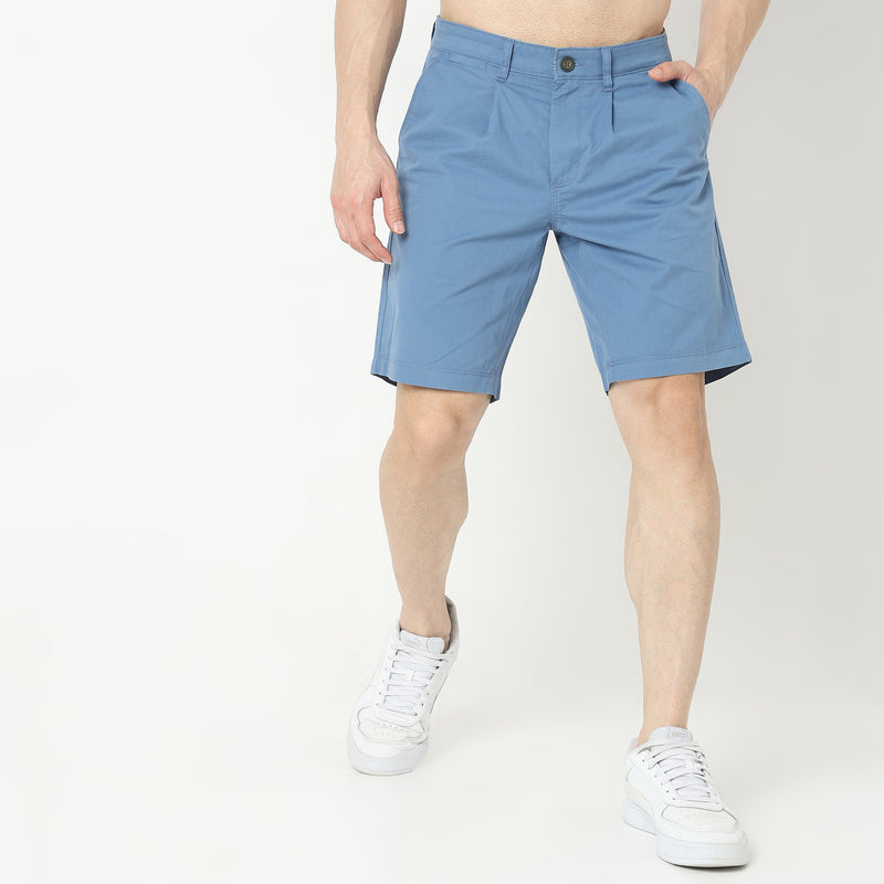 Regular Fit Solid Mid Rise Shorts