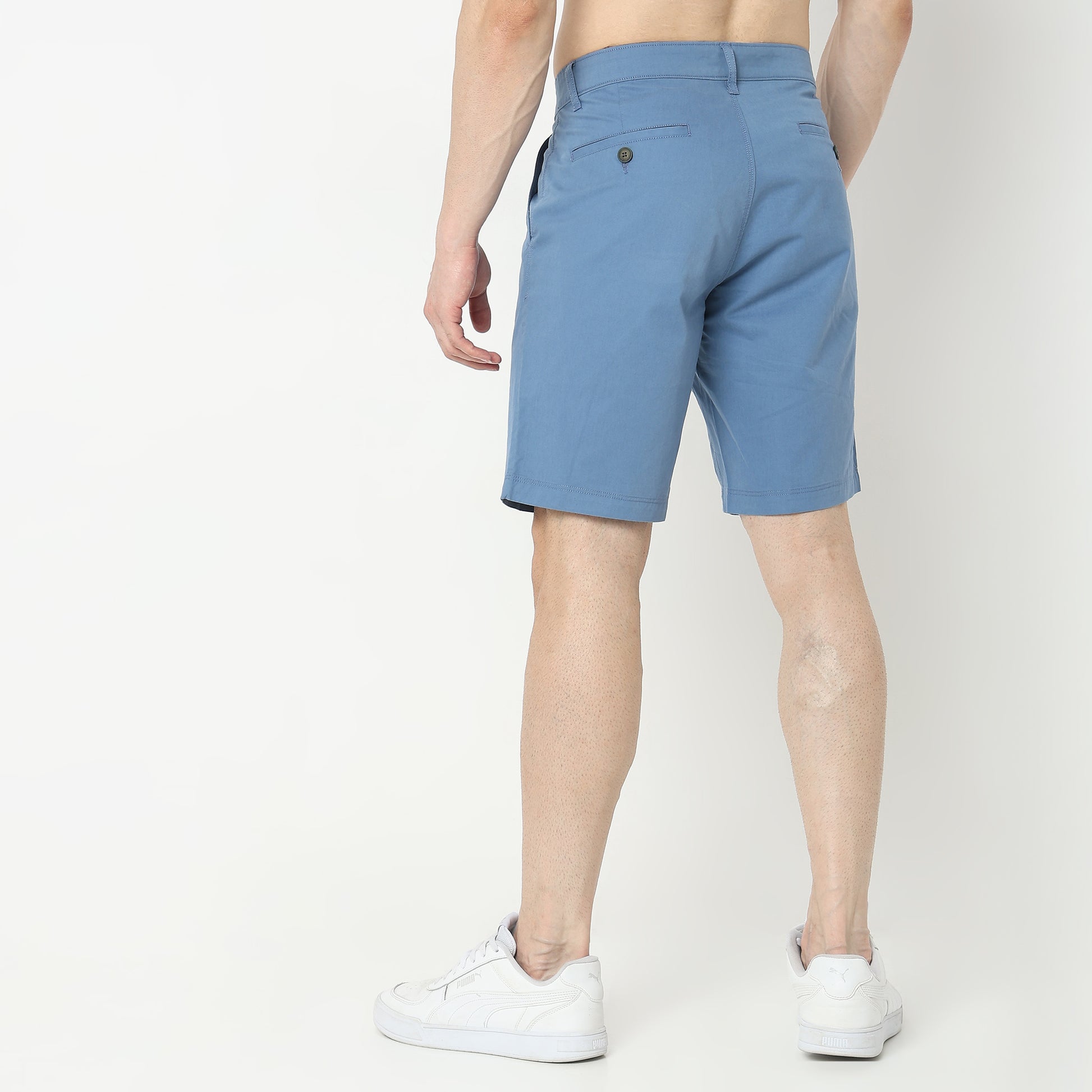 Regular Fit Solid Mid Rise Shorts