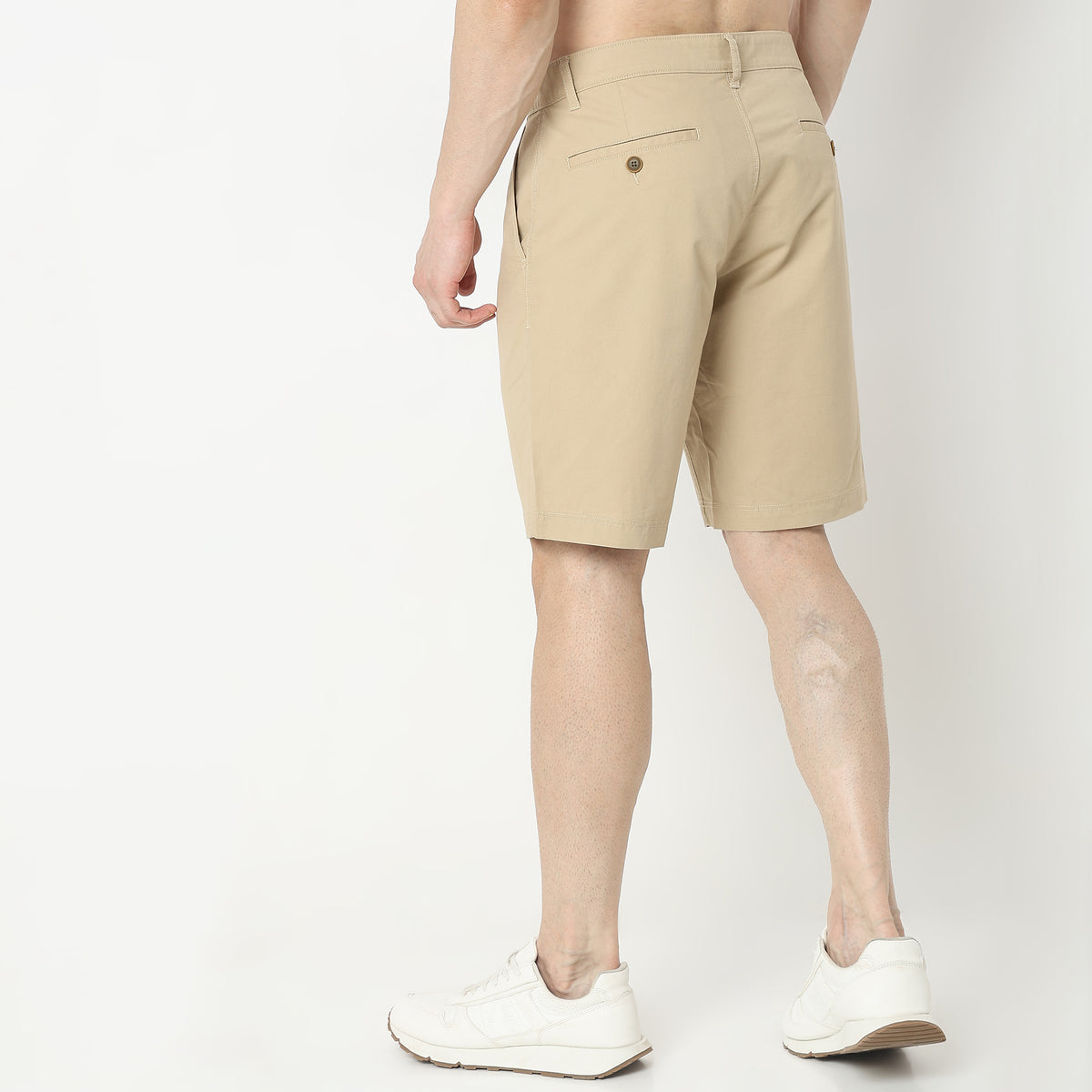 Regular Fit Solid Mid Rise Shorts