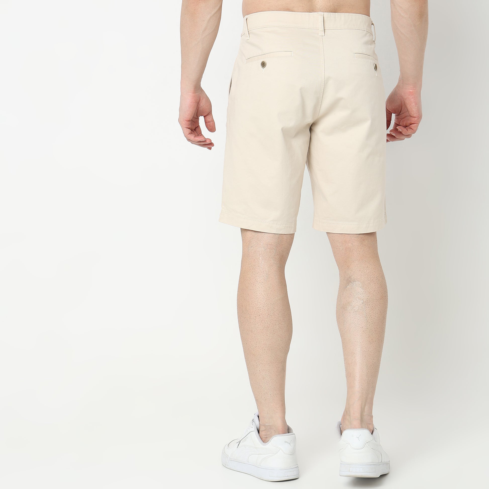 Regular Fit Solid Mid Rise Shorts