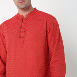 Regular Fit Jacquard Short Kurta