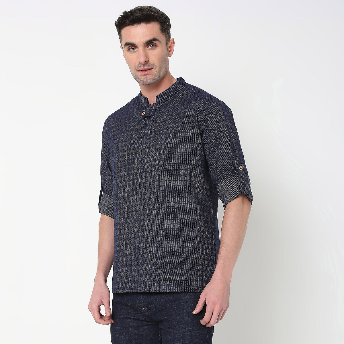 Regular Fit Jacquard Short Kurta