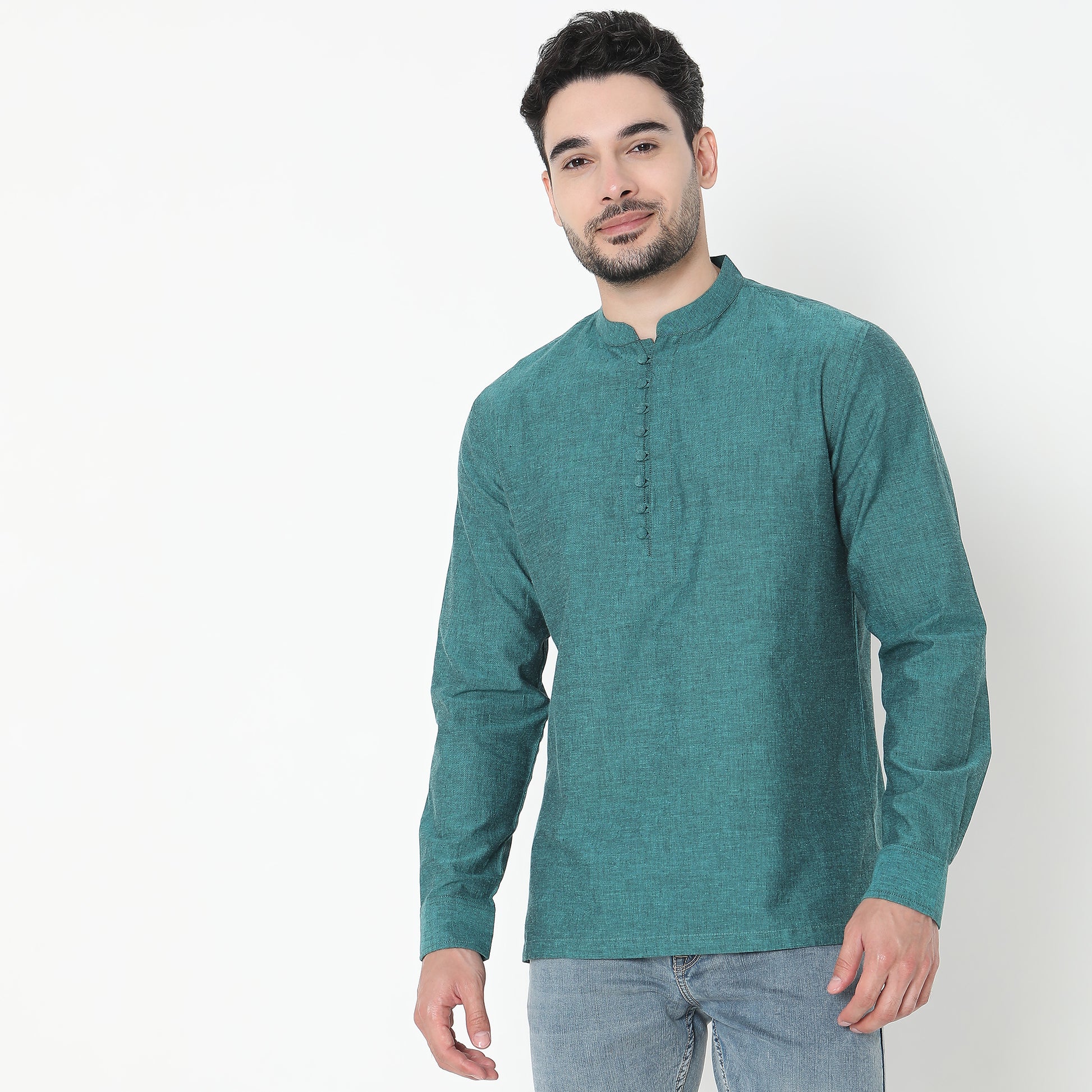 Regular Fit Solid Short Kurta