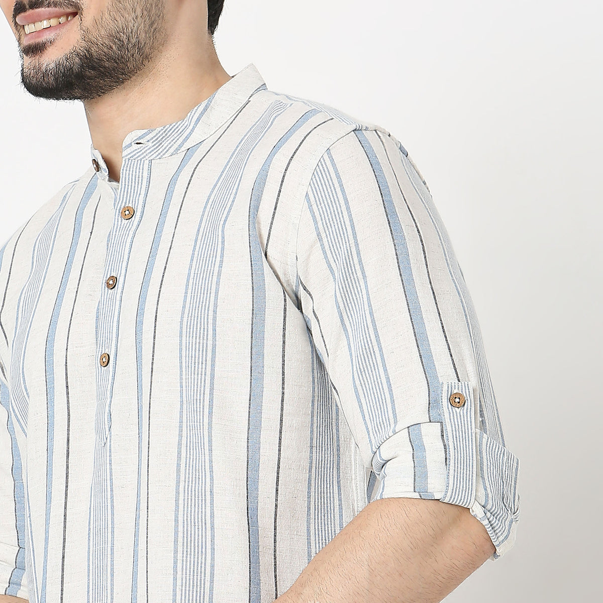 Regular Fit Striped Short Kurta