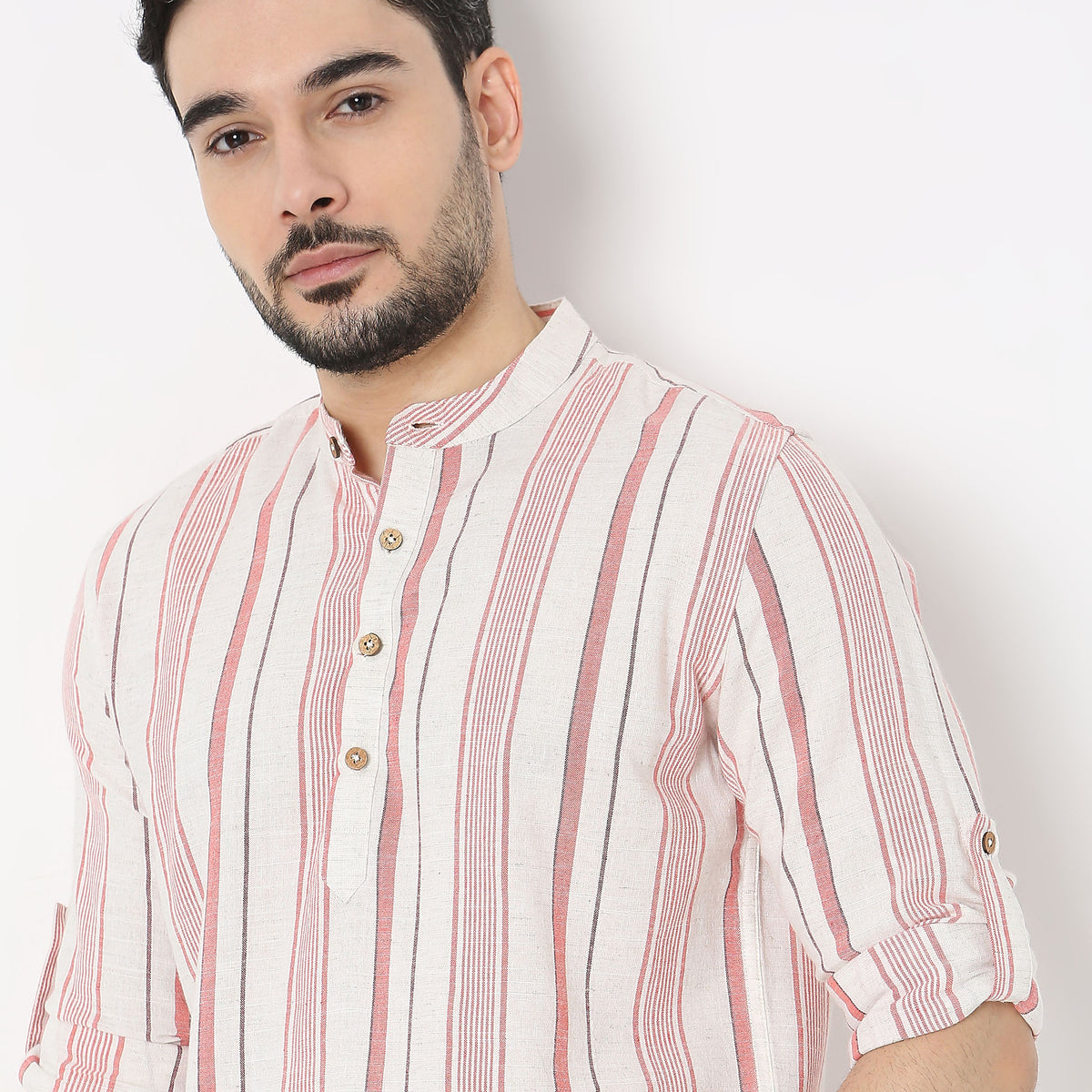 Regular Fit Striped Short Kurta