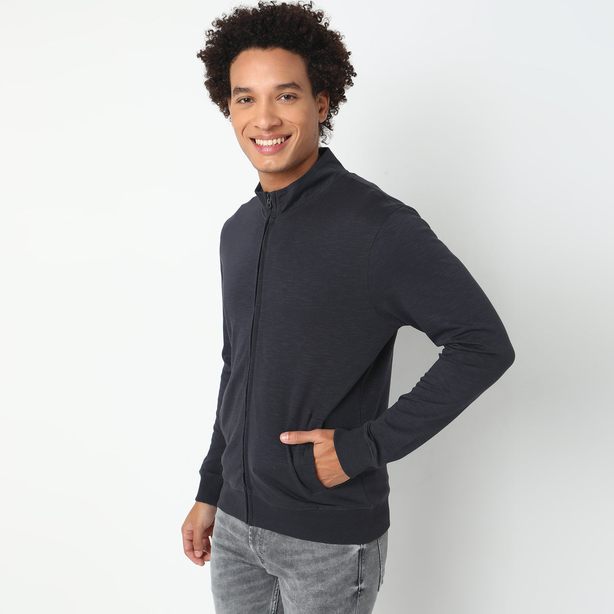 Regular Fit Solid Sweatshirt