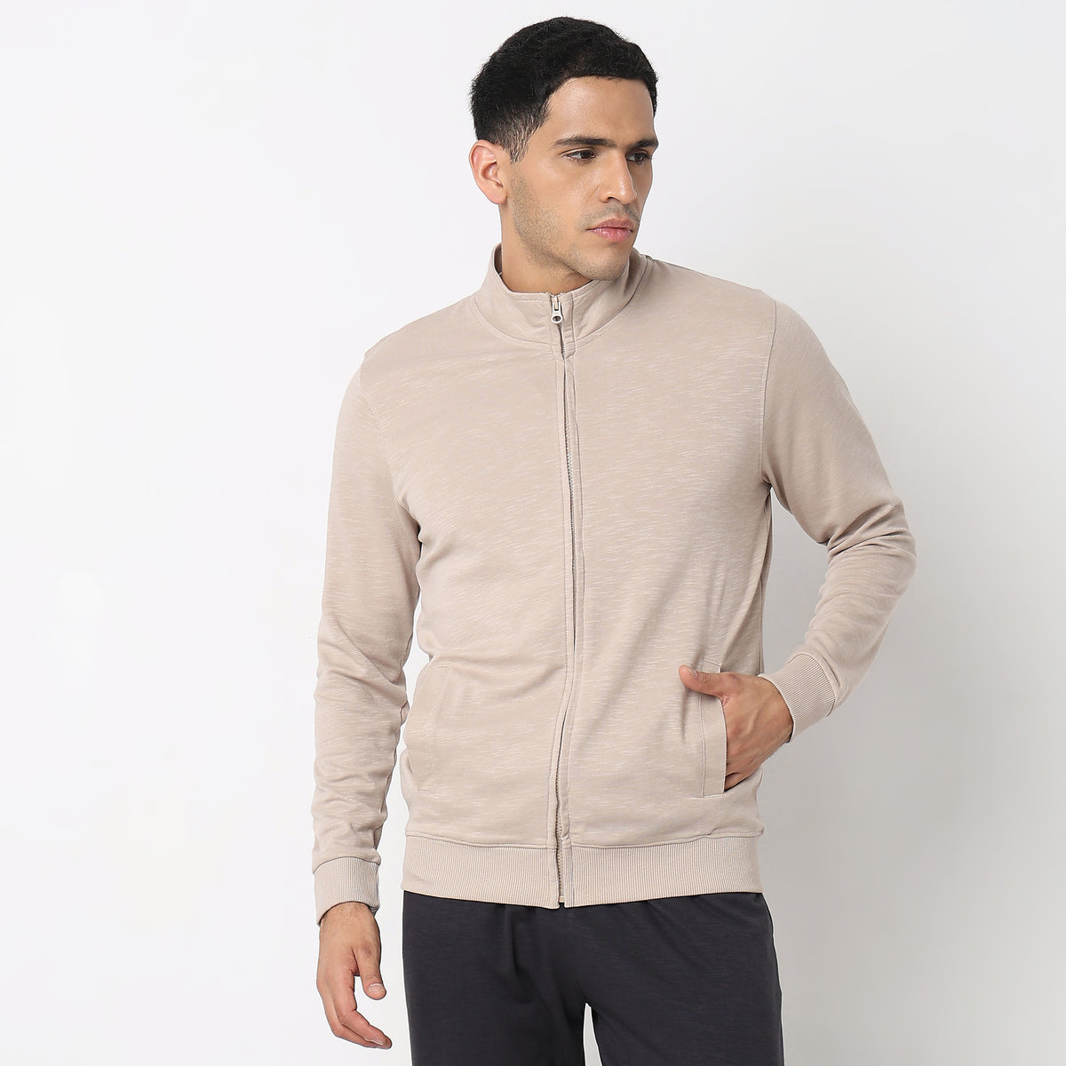 Regular Fit Solid Sweatshirt