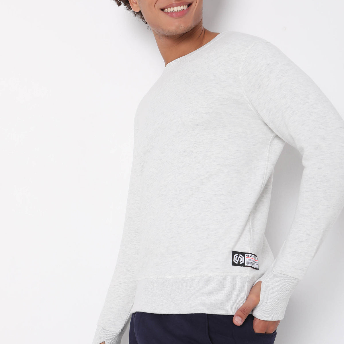 Regular Fit Solid Sweatshirt