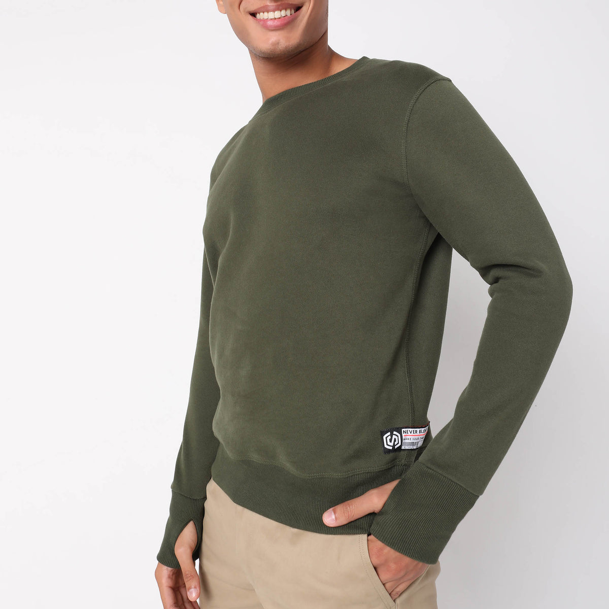 Regular Fit Solid Sweatshirt