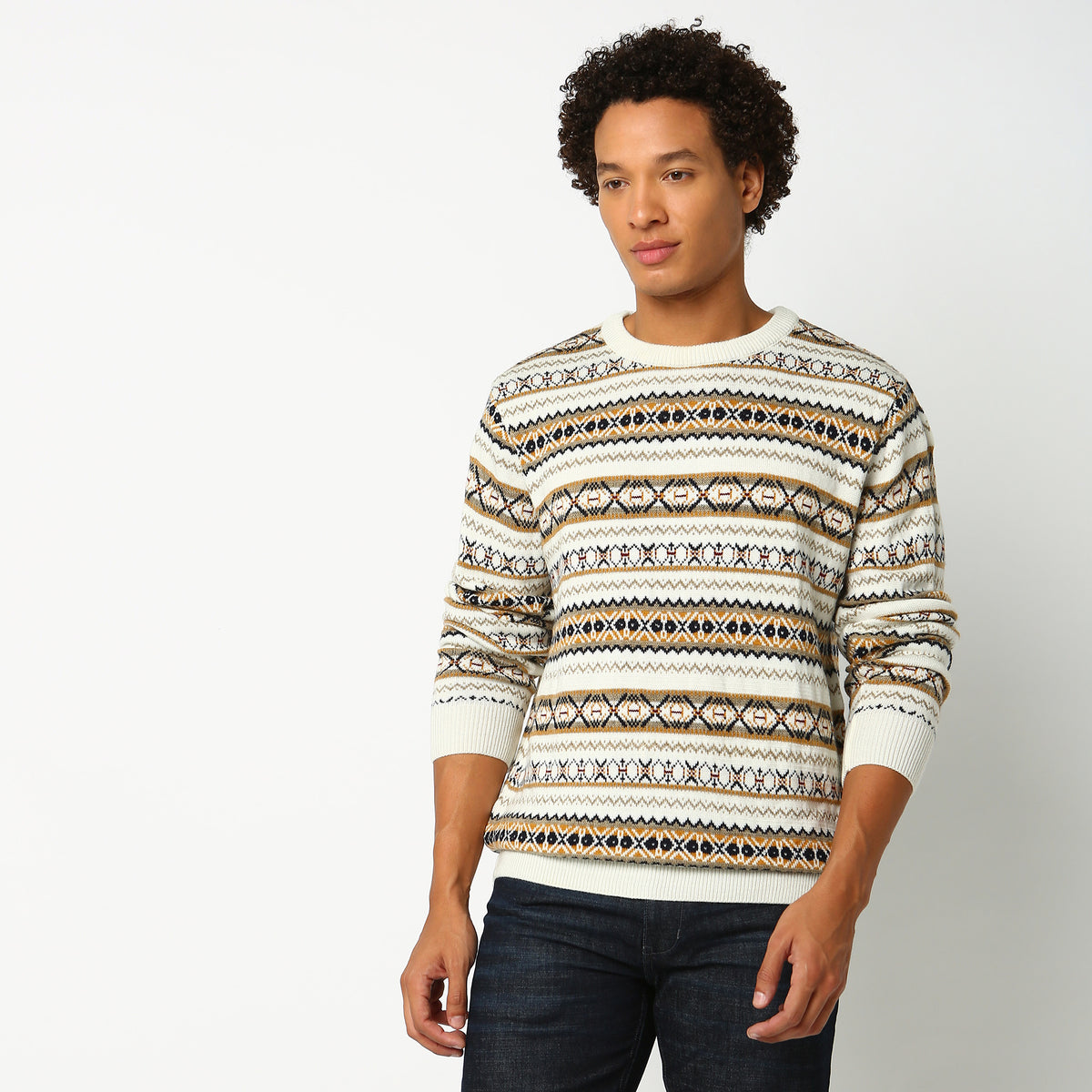 Regular Fit Abstract Sweater