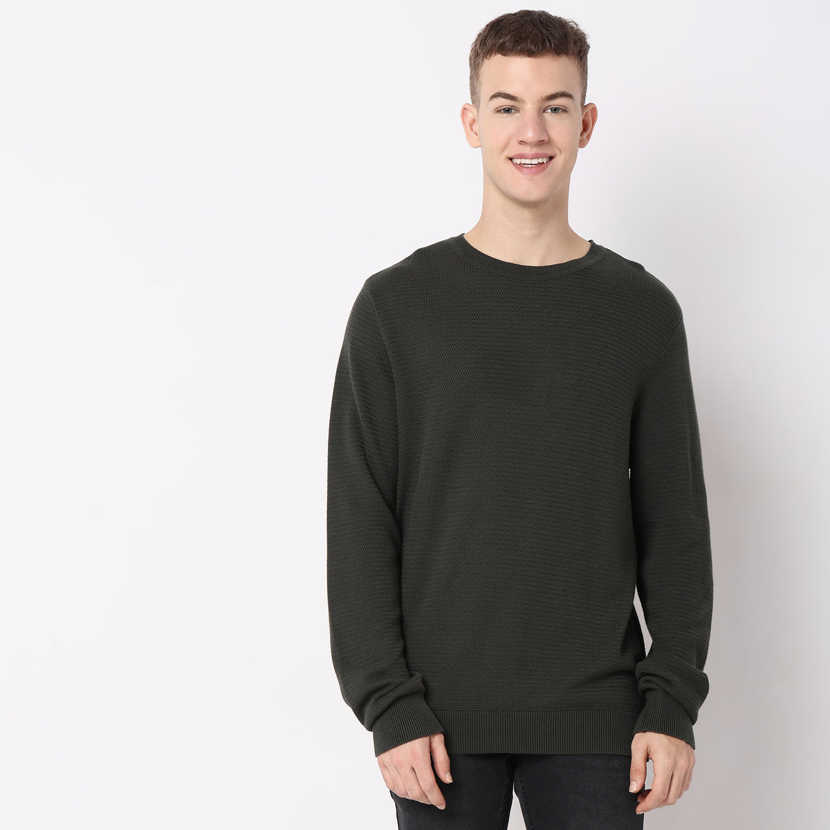 Regular Fit Solid Sweater