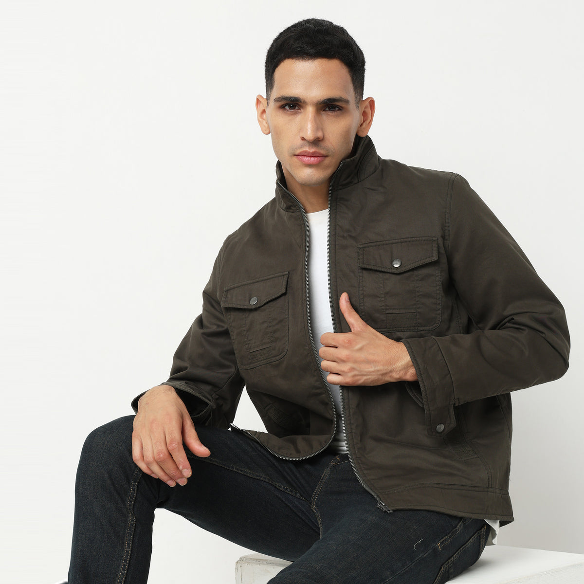 Regular Fit Solid Jacket