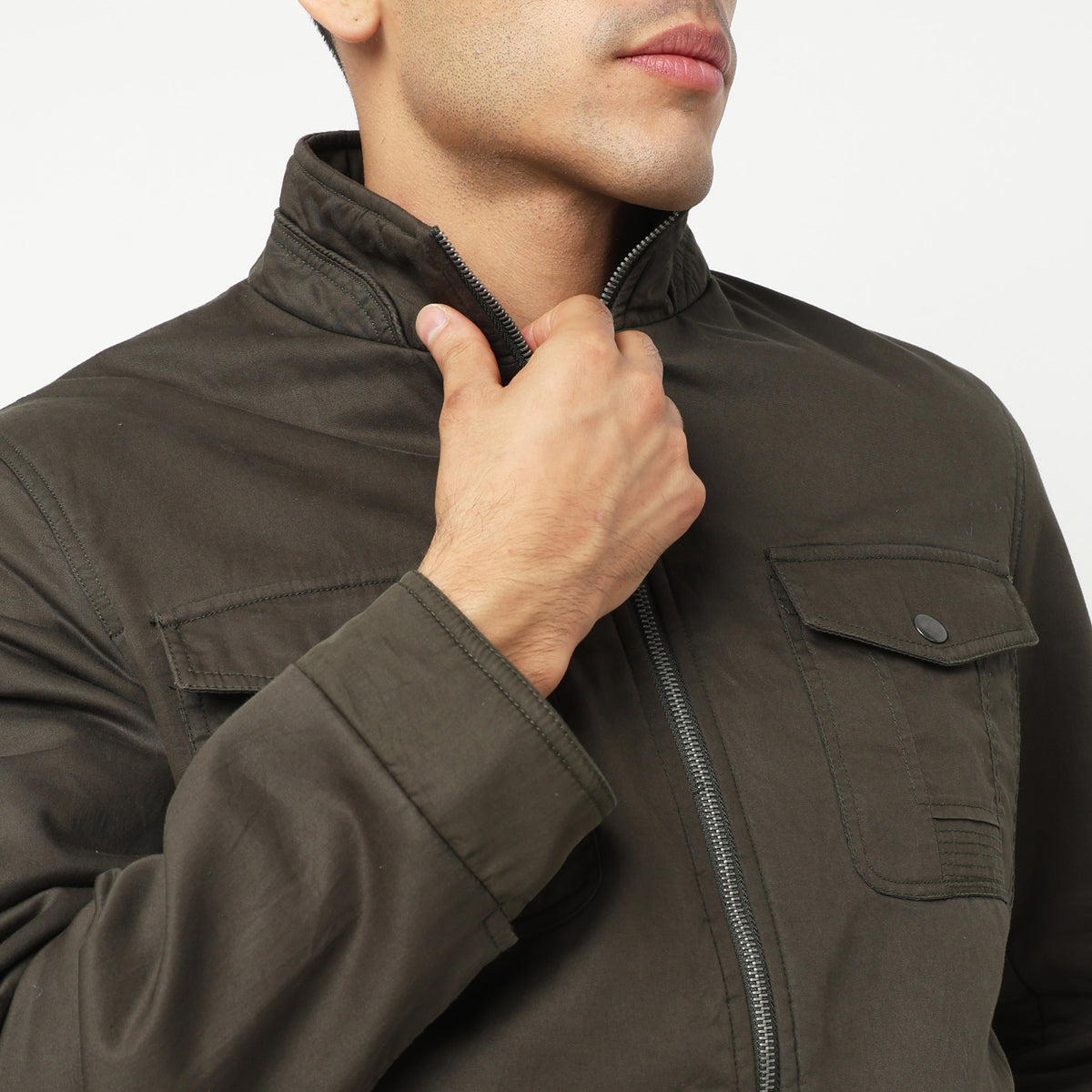 Regular Fit Solid Jacket