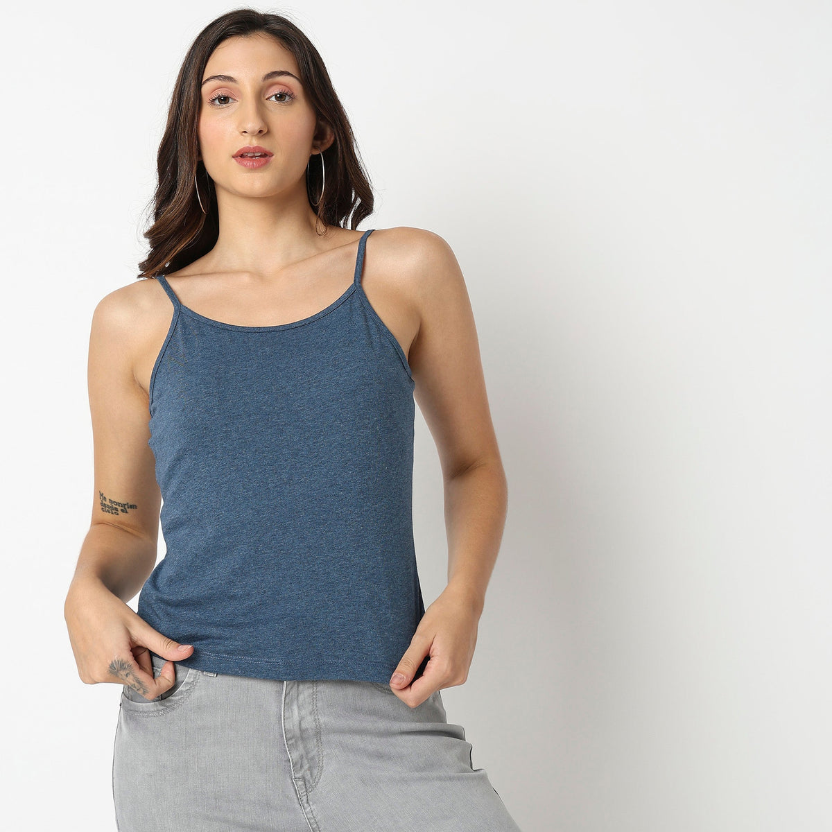 Women Wearing Regular Fit Solid Slip