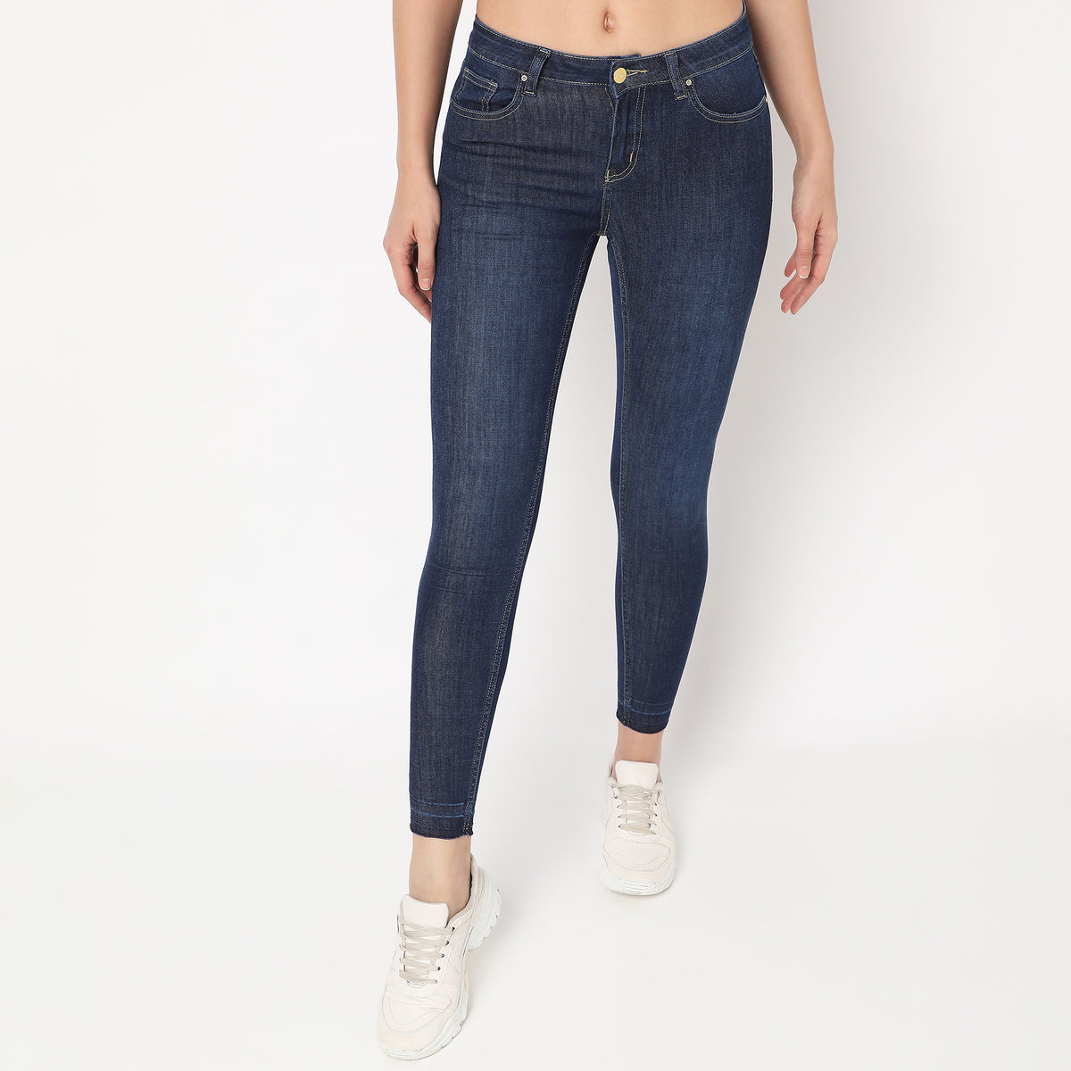 Skinny Fit Solid High Rise Jeans