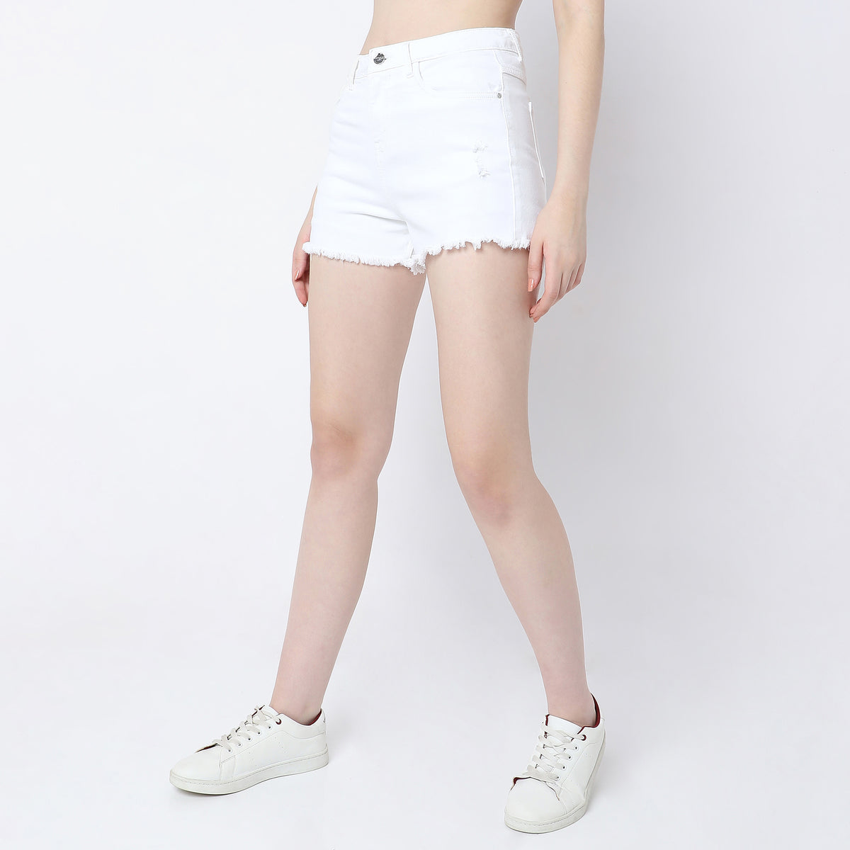 Regular Fit Solid Mid Rise Shorts