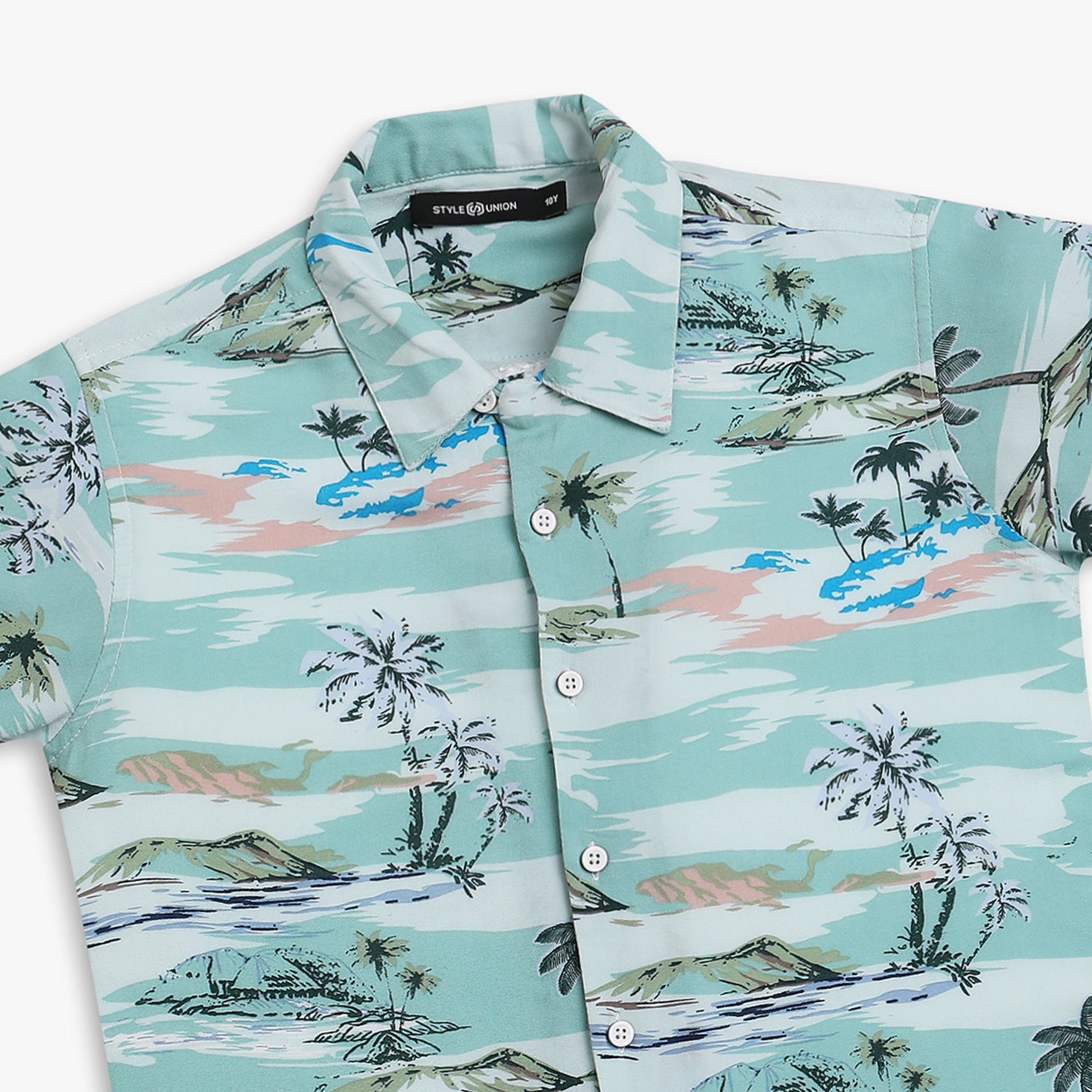 Boy Wearing Boy's Regular Fit Printed Shirt