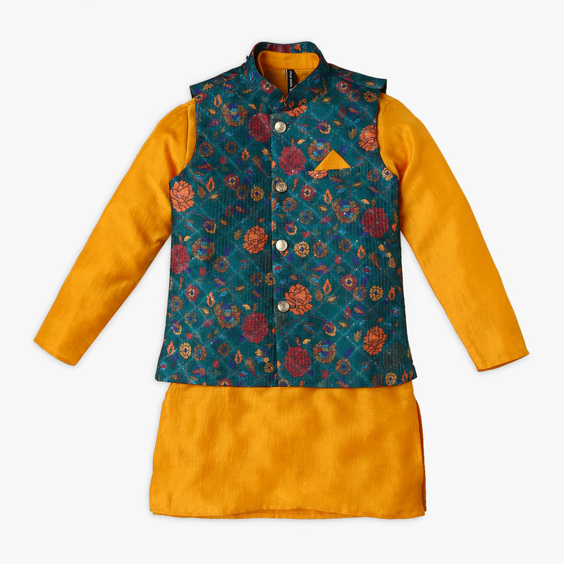 Boy's Regular Fit Embellished Kurta Sets