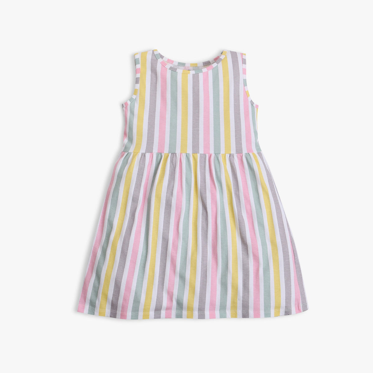 Girl Wearing Girl's Regular Fit Striped Dress