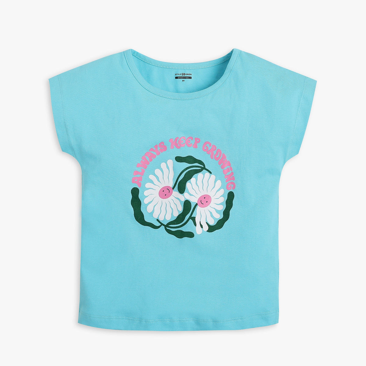 Girl Wearing Girl's Regular Fit Printed T-Shirt